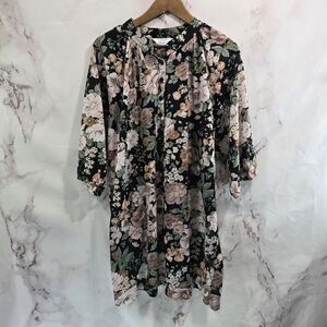 Vintage Dress Womens XL 90s Pink Cottagecore Sheer Night Gown PJ Button Puff